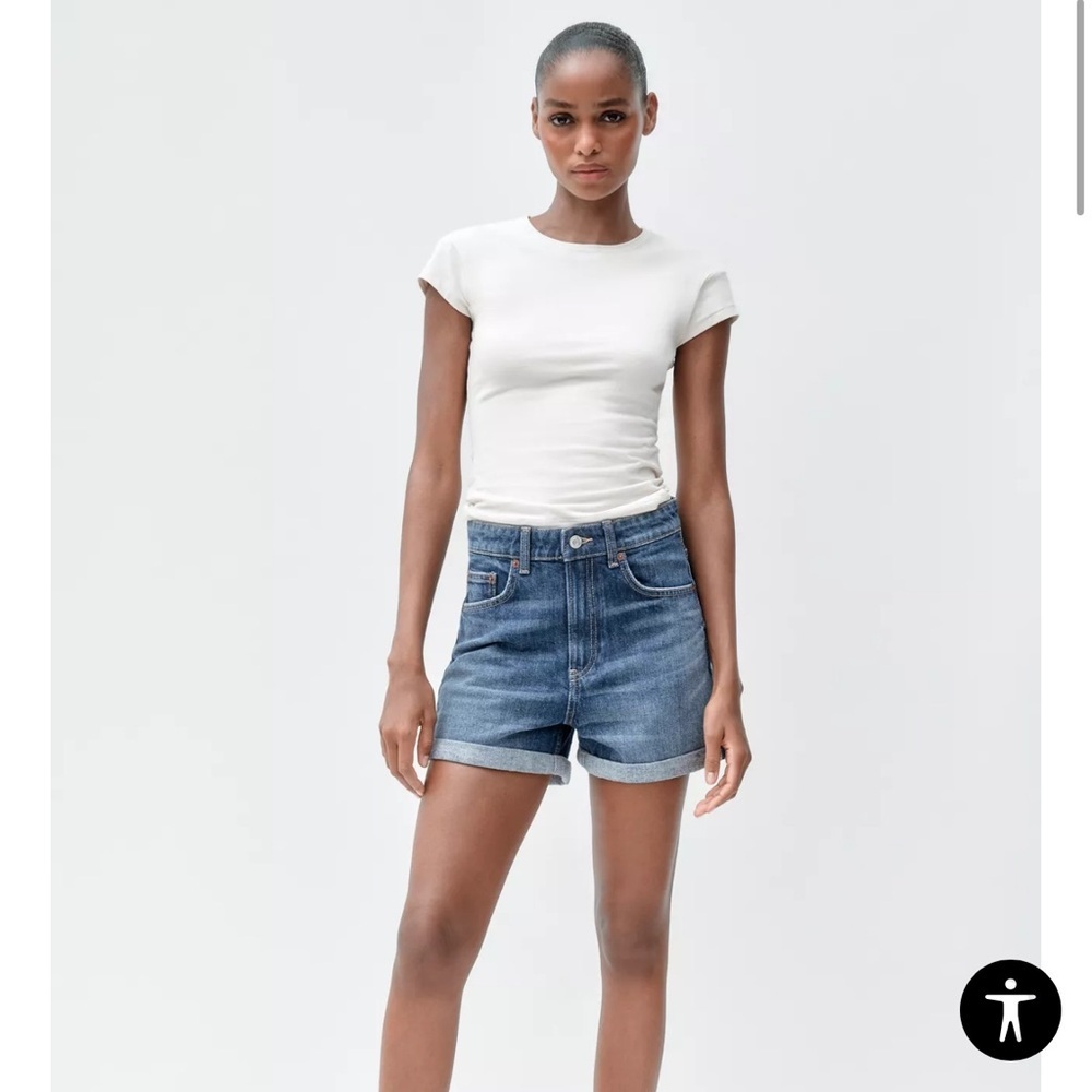 Zara Blue mom Jean Shorts for Women